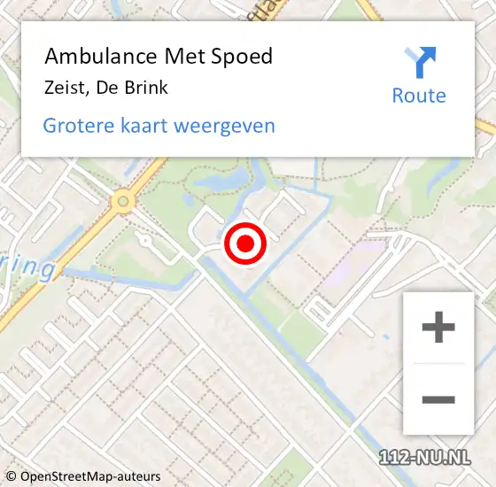 Locatie op kaart van de 112 melding: Ambulance Met Spoed Naar Zeist, De Brink op 28 april 2017 11:50