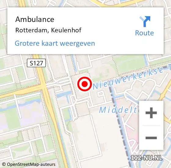 Locatie op kaart van de 112 melding: Ambulance Rotterdam, Keulenhof op 28 april 2017 14:38