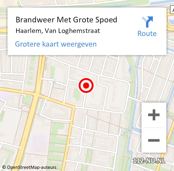 Locatie op kaart van de 112 melding: Brandweer Met Grote Spoed Naar Haarlem, Van Loghemstraat op 28 april 2017 15:41
