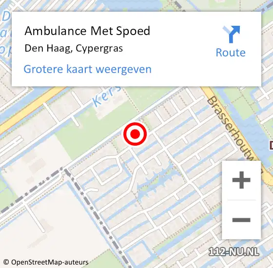 Locatie op kaart van de 112 melding: Ambulance Met Spoed Naar Den Haag, Cypergras op 28 april 2017 17:13