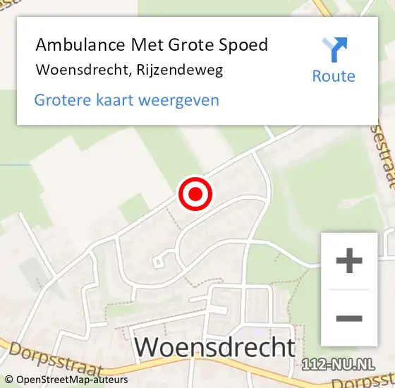 Locatie op kaart van de 112 melding: Ambulance Met Grote Spoed Naar Woensdrecht, Rijzendeweg op 28 april 2017 18:37