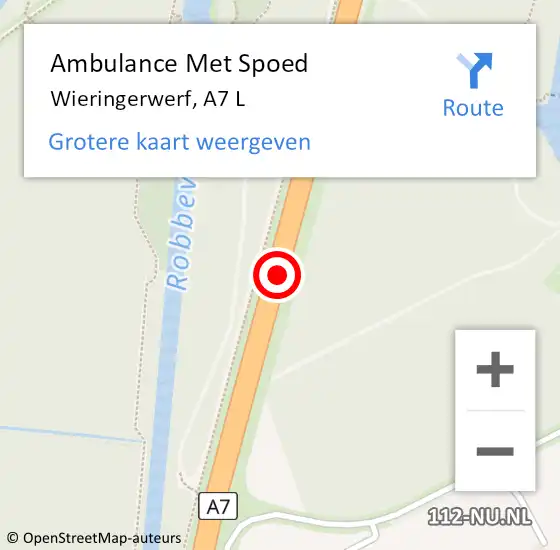 Locatie op kaart van de 112 melding: Ambulance Met Spoed Naar Wieringerwerf, A7 L op 28 april 2017 21:13