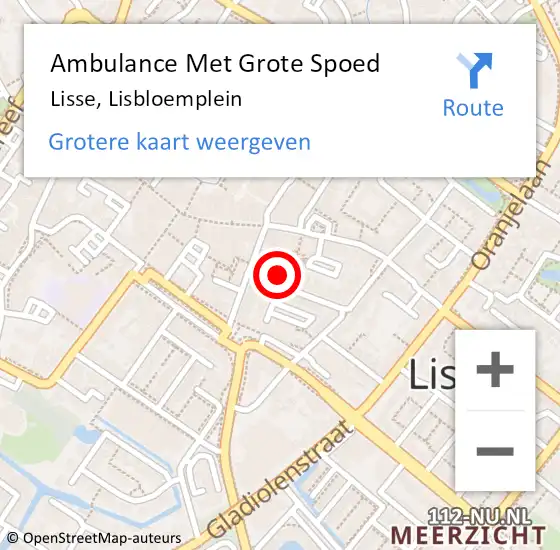 Locatie op kaart van de 112 melding: Ambulance Met Grote Spoed Naar Lisse, Lisbloemplein op 29 april 2017 01:22