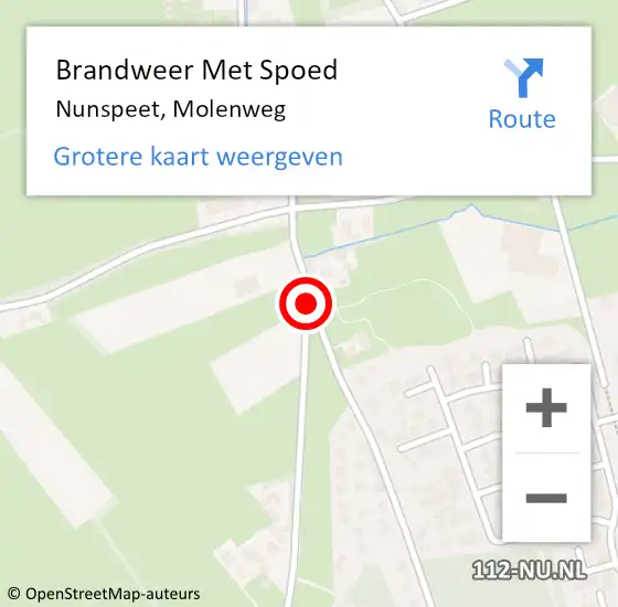 Locatie op kaart van de 112 melding: Brandweer Met Spoed Naar Nunspeet, Molenweg op 29 april 2017 18:34