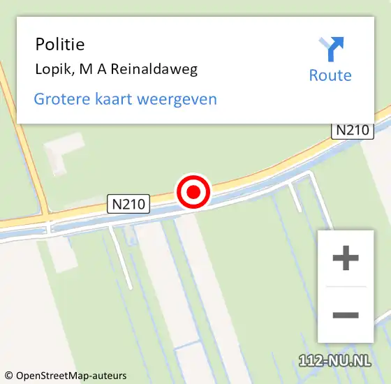 Locatie op kaart van de 112 melding: Politie Lopik, M A Reinaldaweg op 29 april 2017 19:51