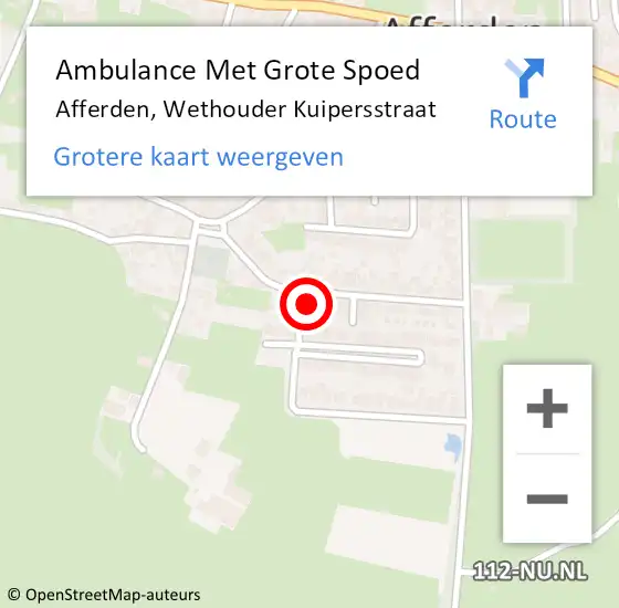 Locatie op kaart van de 112 melding: Ambulance Met Grote Spoed Naar Afferden, Wethouder Kuipersstraat op 29 april 2017 20:01
