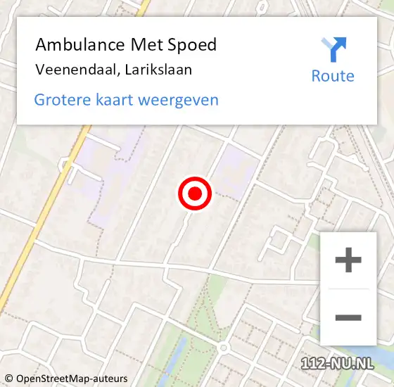 Locatie op kaart van de 112 melding: Ambulance Met Spoed Naar Veenendaal, Larikslaan op 29 april 2017 20:54