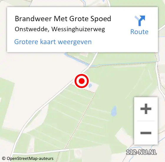 Locatie op kaart van de 112 melding: Brandweer Met Grote Spoed Naar Onstwedde, Wessinghuizerweg op 30 april 2017 02:44