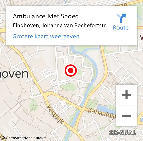 Locatie op kaart van de 112 melding: Ambulance Met Spoed Naar Eindhoven, Johanna van Rochefortstr op 30 april 2017 05:02