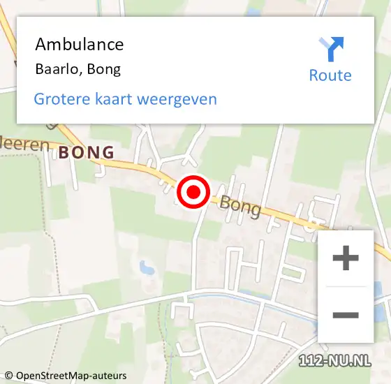Locatie op kaart van de 112 melding: Ambulance Baarlo, Bong op 18 januari 2014 20:50