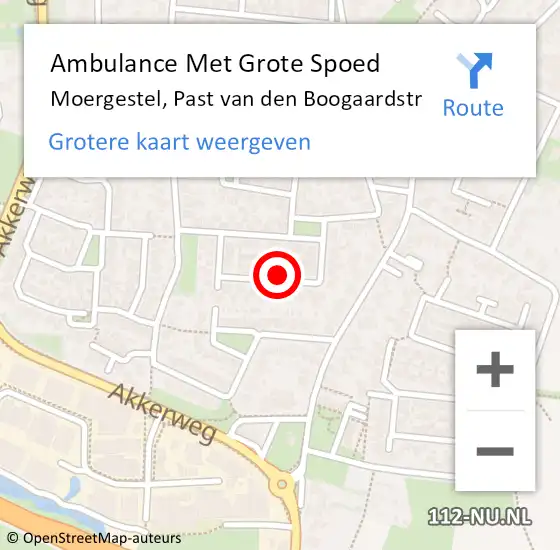 Locatie op kaart van de 112 melding: Ambulance Met Grote Spoed Naar Moergestel, Past van den Boogaardstr op 30 april 2017 08:50