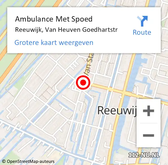 Locatie op kaart van de 112 melding: Ambulance Met Spoed Naar Reeuwijk, Van Heuven Goedhartstr op 30 april 2017 09:33