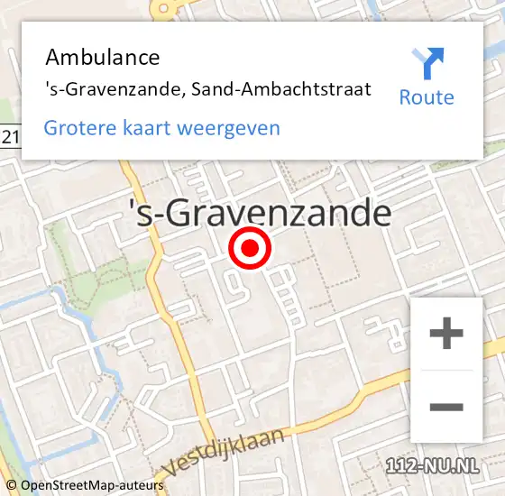 Locatie op kaart van de 112 melding: Ambulance 's-Gravenzande, Sand-Ambachtstraat op 30 april 2017 11:13