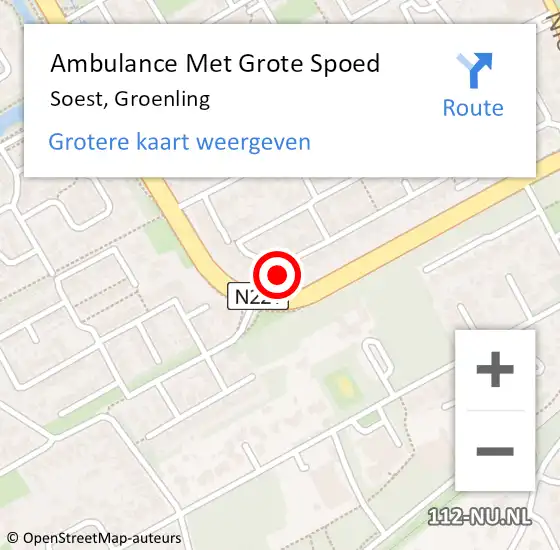Locatie op kaart van de 112 melding: Ambulance Met Grote Spoed Naar Soest, Groenling op 30 april 2017 11:15