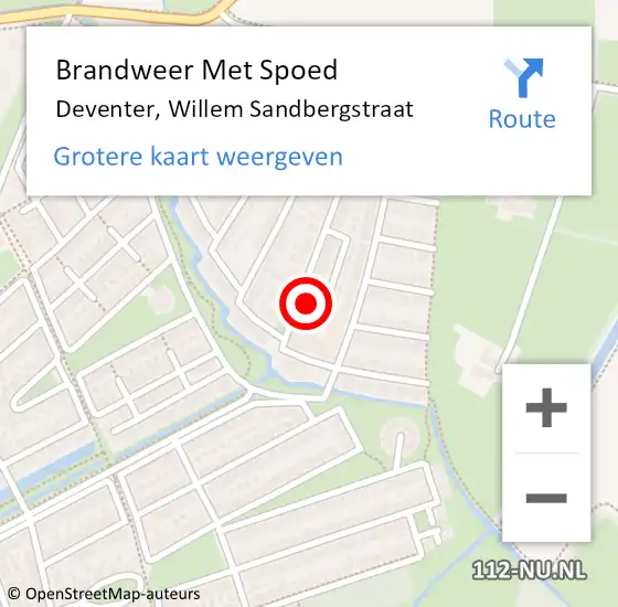 Locatie op kaart van de 112 melding: Brandweer Met Spoed Naar Deventer, Willem Sandbergstraat op 30 april 2017 12:09