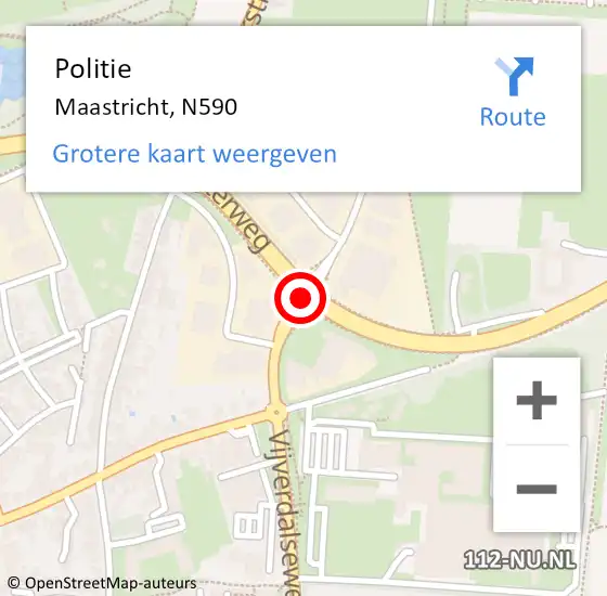 Locatie op kaart van de 112 melding: Politie Maastricht, N590 op 30 april 2017 16:41