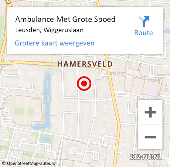 Locatie op kaart van de 112 melding: Ambulance Met Grote Spoed Naar Leusden, Wiggeruslaan op 30 april 2017 23:23