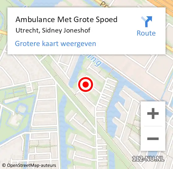 Locatie op kaart van de 112 melding: Ambulance Met Grote Spoed Naar Utrecht, Sidney Joneshof op 1 mei 2017 01:30