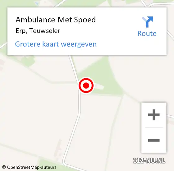 Locatie op kaart van de 112 melding: Ambulance Met Spoed Naar Erp, Teuwseler op 1 mei 2017 18:54