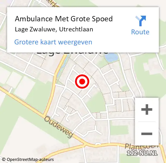 Locatie op kaart van de 112 melding: Ambulance Met Grote Spoed Naar Lage Zwaluwe, Utrechtlaan op 1 mei 2017 23:19