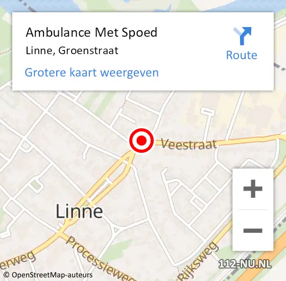 Locatie op kaart van de 112 melding: Ambulance Met Spoed Naar Linne, Groenstraat op 2 mei 2017 03:55