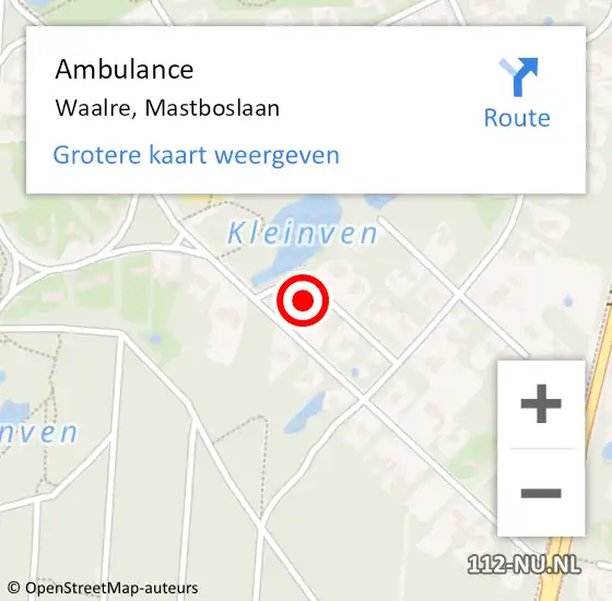 Locatie op kaart van de 112 melding: Ambulance Waalre, Mastboslaan op 2 mei 2017 07:20