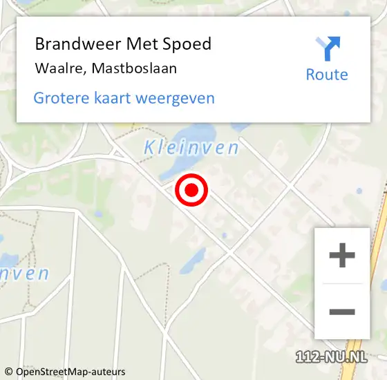 Locatie op kaart van de 112 melding: Brandweer Met Spoed Naar Waalre, Mastboslaan op 2 mei 2017 07:47