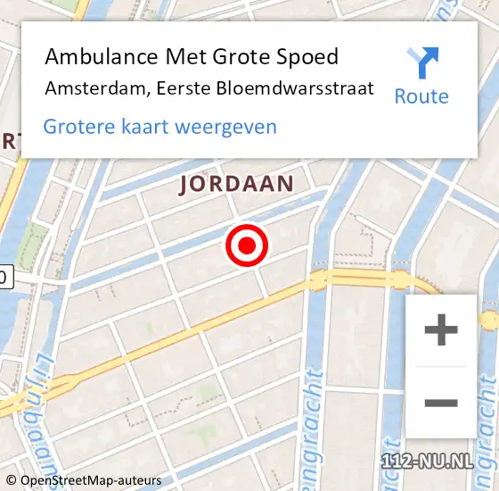 Locatie op kaart van de 112 melding: Ambulance Met Grote Spoed Naar Amsterdam, Eerste Bloemdwarsstraat op 3 mei 2017 09:24