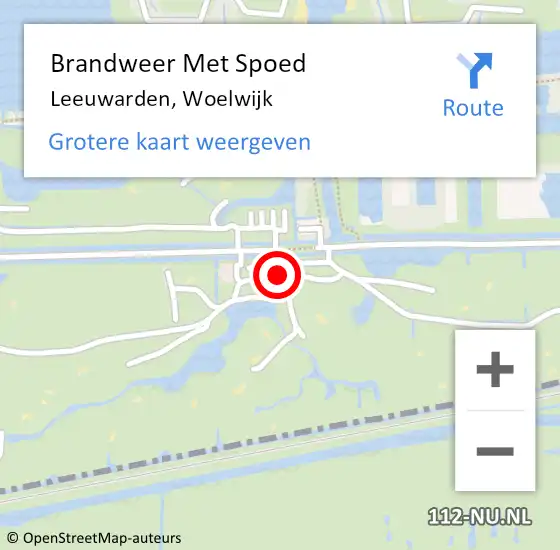 Locatie op kaart van de 112 melding: Brandweer Met Spoed Naar Leeuwarden, Woelwijk op 3 mei 2017 10:11