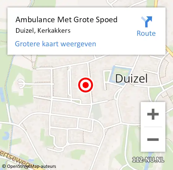 Locatie op kaart van de 112 melding: Ambulance Met Grote Spoed Naar Duizel, Kerkakkers op 3 mei 2017 13:46