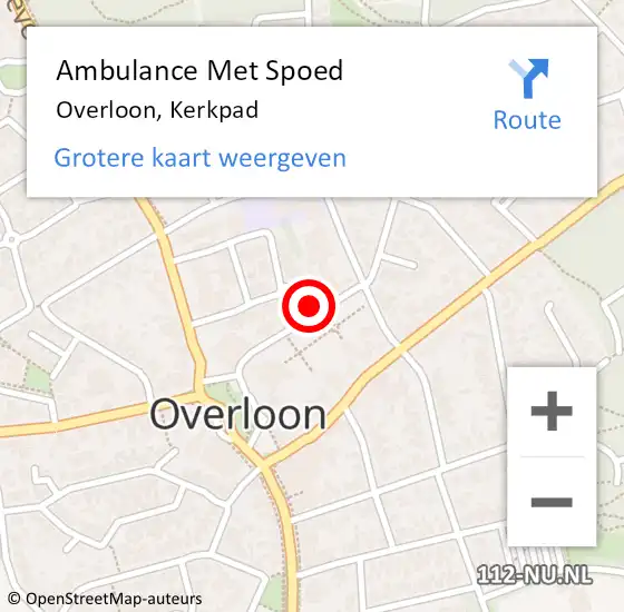 Locatie op kaart van de 112 melding: Ambulance Met Spoed Naar Overloon, Kerkpad op 3 mei 2017 15:49