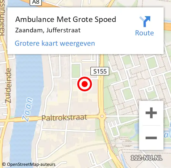 Locatie op kaart van de 112 melding: Ambulance Met Grote Spoed Naar Zaandam, Jufferstraat op 3 mei 2017 16:14