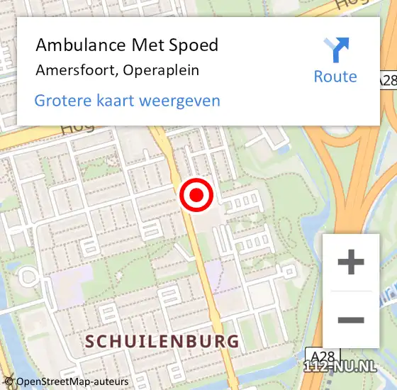 Locatie op kaart van de 112 melding: Ambulance Met Spoed Naar Amersfoort, Operaplein op 3 mei 2017 16:51