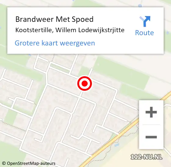 Locatie op kaart van de 112 melding: Brandweer Met Spoed Naar Kootstertille, Willem Lodewijkstrjitte op 3 mei 2017 17:27