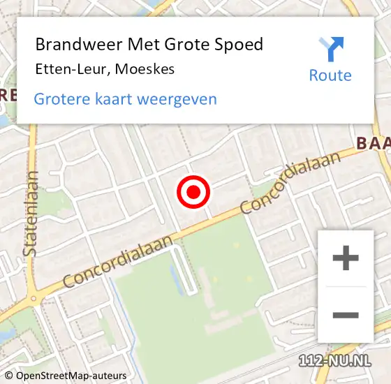 Locatie op kaart van de 112 melding: Brandweer Met Grote Spoed Naar Etten-Leur, Moeskes op 4 mei 2017 10:04