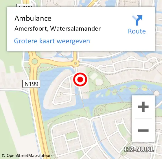 Locatie op kaart van de 112 melding: Ambulance Amersfoort, Watersalamander op 4 mei 2017 11:43