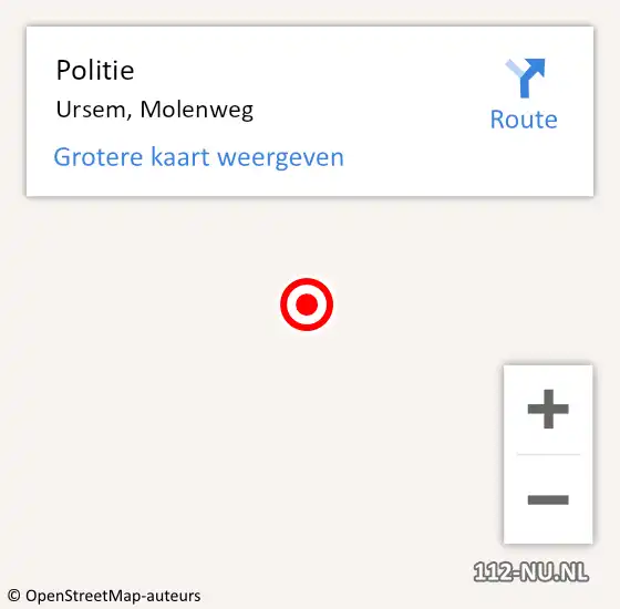 Locatie op kaart van de 112 melding: Politie Ursem, Molenweg op 4 mei 2017 16:26