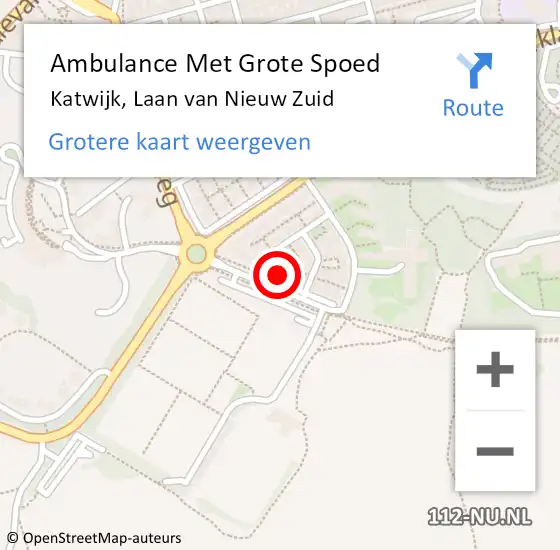 Locatie op kaart van de 112 melding: Ambulance Met Grote Spoed Naar Katwijk, Laan van Nieuw Zuid op 5 mei 2017 02:29