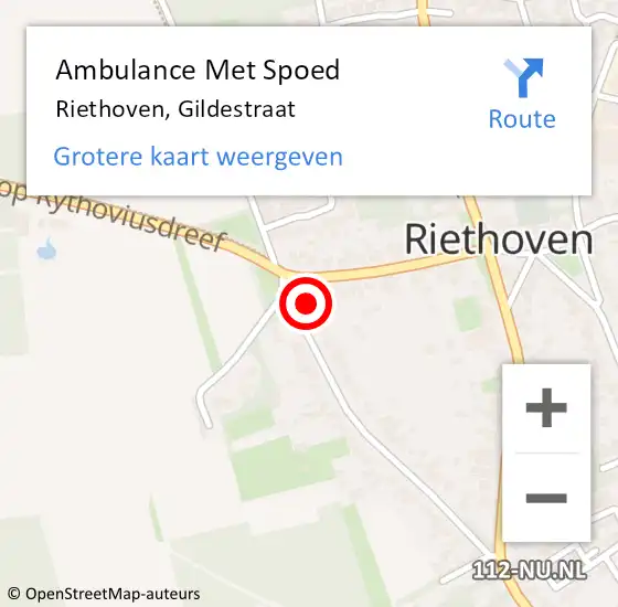 Locatie op kaart van de 112 melding: Ambulance Met Spoed Naar Riethoven, Gildestraat op 5 mei 2017 02:49