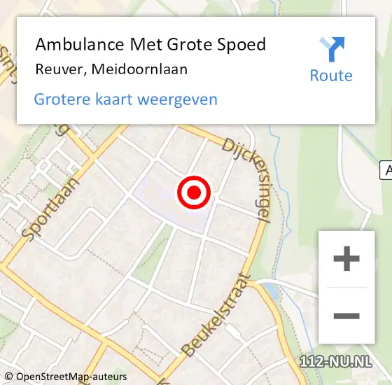 Locatie op kaart van de 112 melding: Ambulance Met Grote Spoed Naar Reuver, Meidoornlaan op 19 januari 2014 13:02