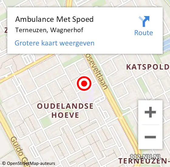 Locatie op kaart van de 112 melding: Ambulance Met Spoed Naar Terneuzen, Wagnerhof op 5 mei 2017 11:54