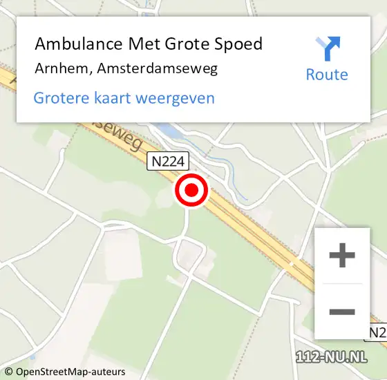 Locatie op kaart van de 112 melding: Ambulance Met Grote Spoed Naar Arnhem, Amsterdamseweg op 5 mei 2017 13:43