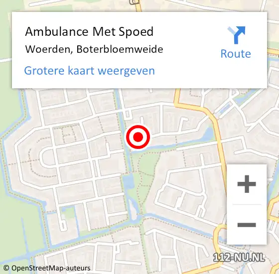 Locatie op kaart van de 112 melding: Ambulance Met Spoed Naar Woerden, Boterbloemweide op 5 mei 2017 14:28