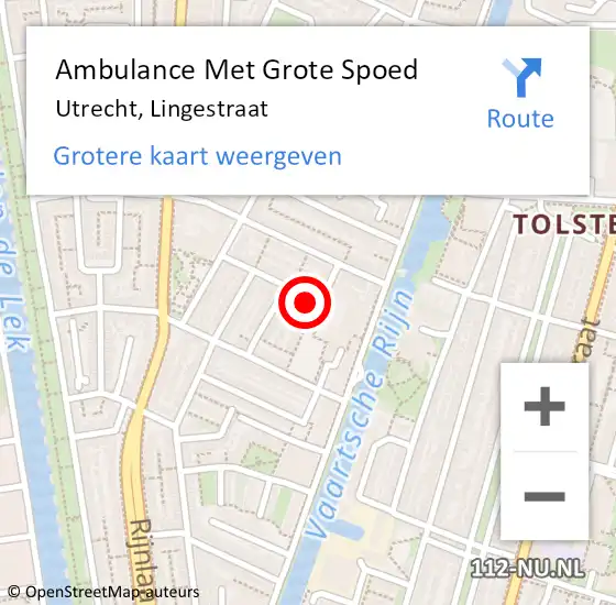 Locatie op kaart van de 112 melding: Ambulance Met Grote Spoed Naar Utrecht, Lingestraat op 6 mei 2017 01:59
