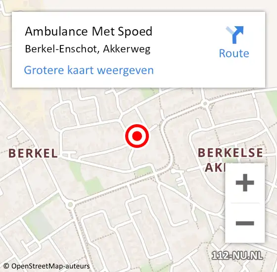 Locatie op kaart van de 112 melding: Ambulance Met Spoed Naar Berkel-Enschot, Akkerweg op 6 mei 2017 13:00