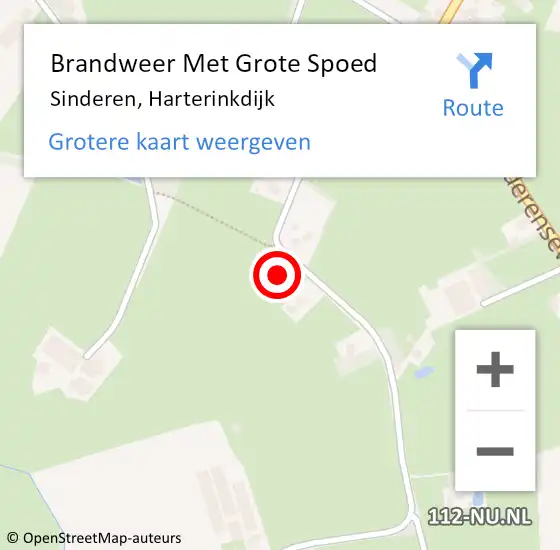 Locatie op kaart van de 112 melding: Brandweer Met Grote Spoed Naar Sinderen, Harterinkdijk op 6 mei 2017 14:00