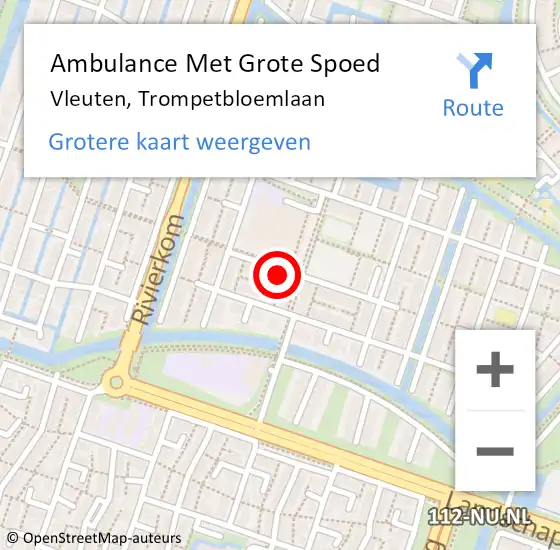Locatie op kaart van de 112 melding: Ambulance Met Grote Spoed Naar Vleuten, Trompetbloemlaan op 6 mei 2017 15:50