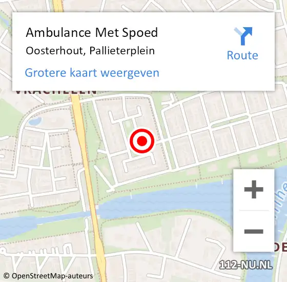 Locatie op kaart van de 112 melding: Ambulance Met Spoed Naar Oosterhout, Pallieterplein op 6 mei 2017 17:42