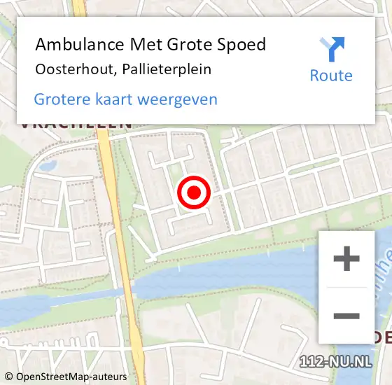 Locatie op kaart van de 112 melding: Ambulance Met Grote Spoed Naar Oosterhout, Pallieterplein op 6 mei 2017 17:45