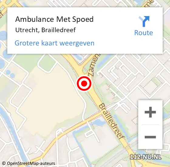 Locatie op kaart van de 112 melding: Ambulance Met Spoed Naar Utrecht, Brailledreef op 6 mei 2017 22:04